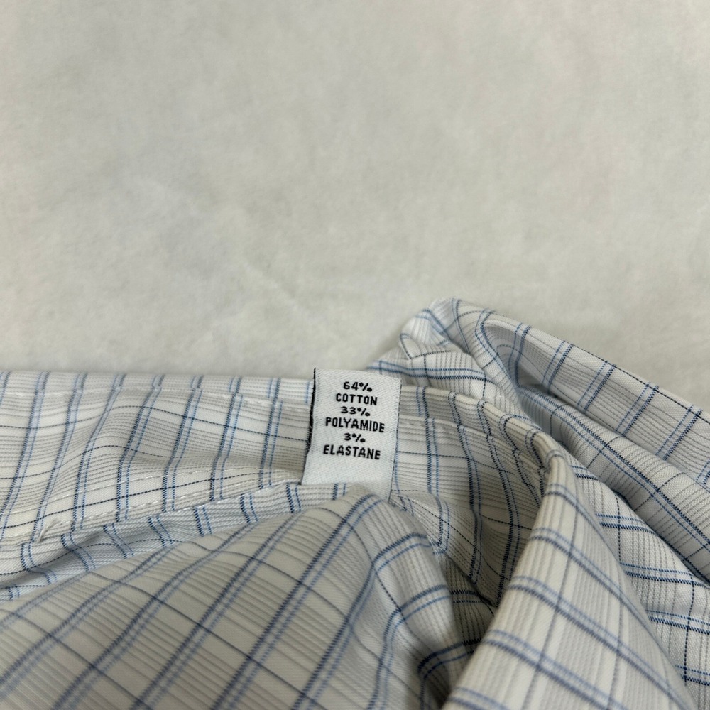 Calvin Klein Tech‎ Dress Shirt Mens XL Blue White Plaid Active Stretch - Picture 5 of 7